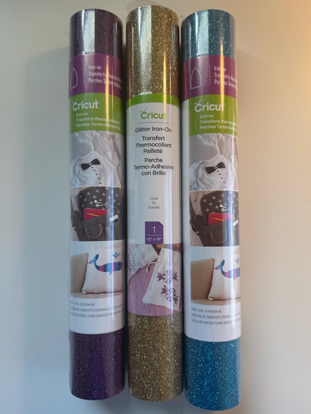 Cricut Glitter Iron-On Vinyl Rolls - Gold and Purple